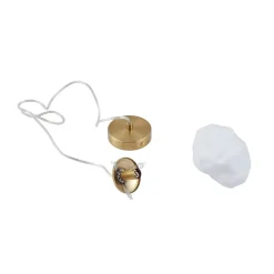 Lindby hængelampe Piatra, opal/messing, glas, Ø 16 cm, G9