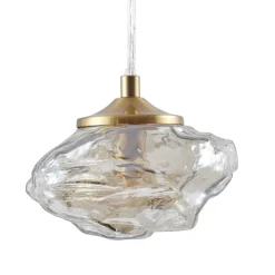 hængelampe Piatra, rav/messing, glas, Ø 16 cm, G9^Lindby New