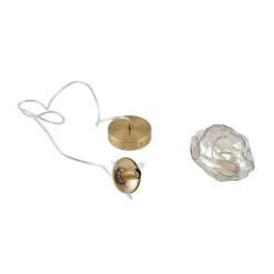 hængelampe Piatra, rav/messing, glas, Ø 16 cm, G9^Lindby New