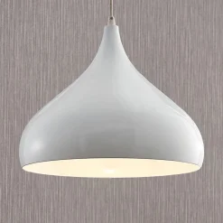 Lindby hængelampe Ritana, hvid, metal, Ø 31 cm, E27