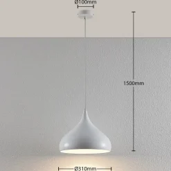 Lindby hængelampe Ritana, hvid, metal, Ø 31 cm, E27