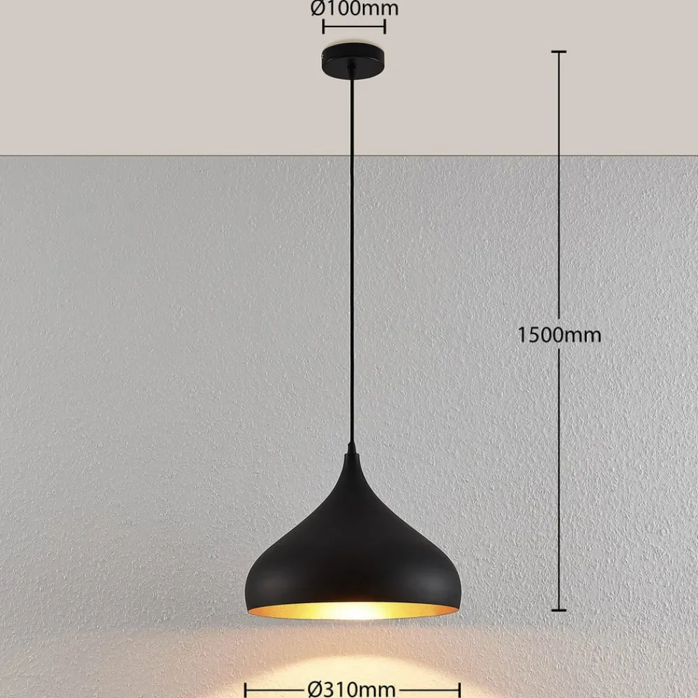 hængelampe Ritana, sæt af 2, sort-guld, metal, E27^Lindby Clearance