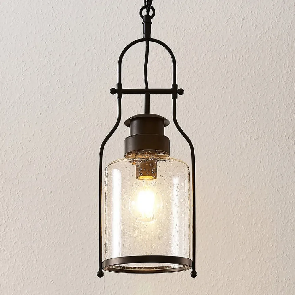 hængelampe Rozalie, sort, metal, lygte, 21cm^Lindby Outlet