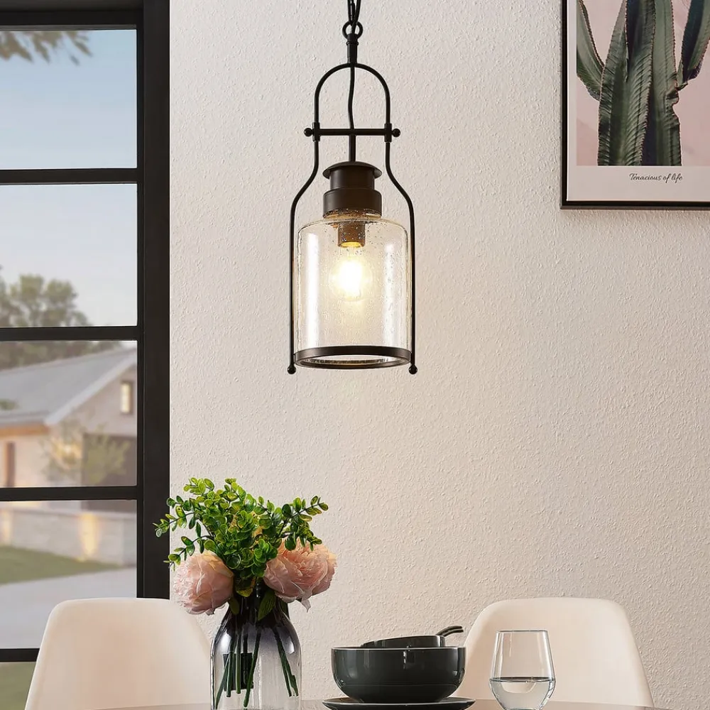 hængelampe Rozalie, sort, metal, lygte, 21cm^Lindby Outlet