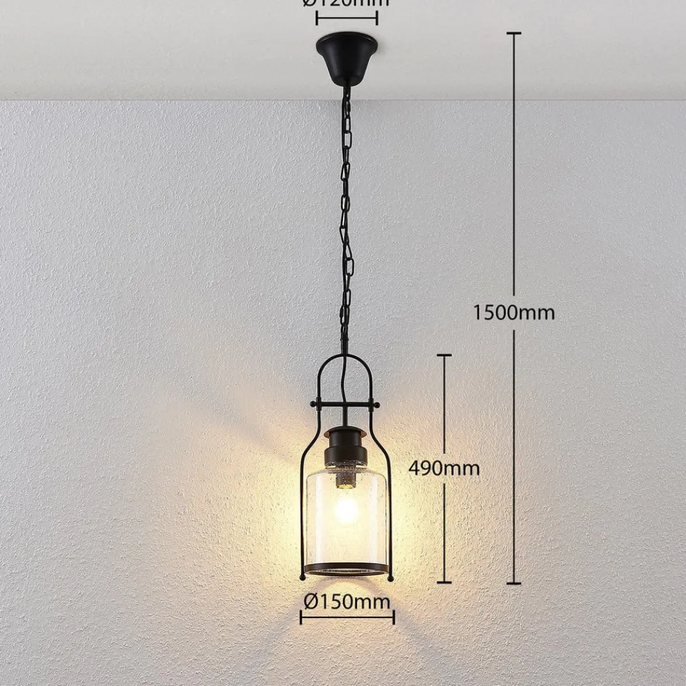 hængelampe Rozalie, sort, metal, lygte, 21cm^Lindby Outlet