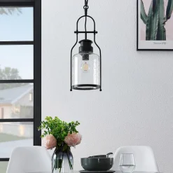 hængelampe Rozalie, sort, metal, lygte, 21cm^Lindby Outlet