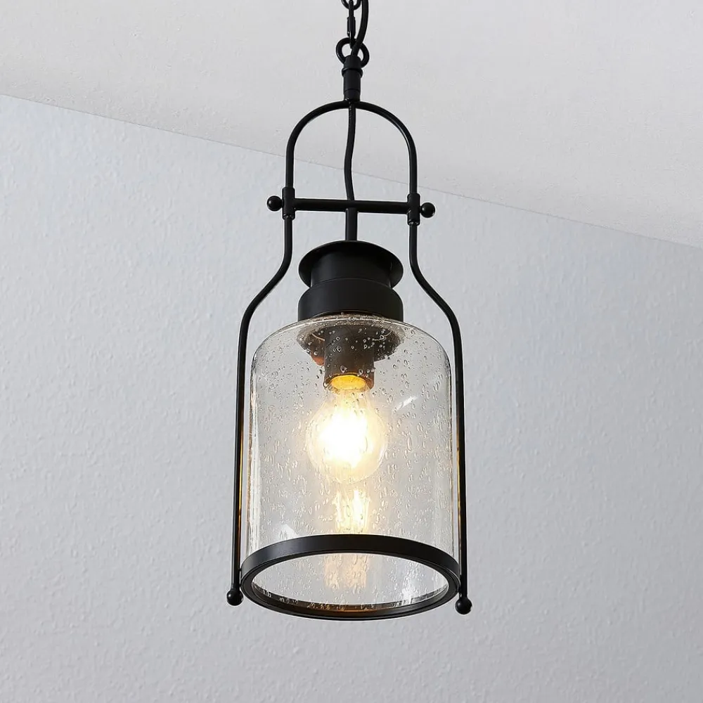 hængelampe Rozalie, sort, metal, lygte, 21cm^Lindby Outlet
