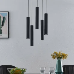 Lindby Pendellamper|Pendellamper>hængelampe Sanad, Ø 40 cm, 5 lyskilder, sort, GU10