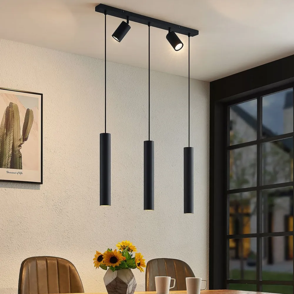 hængelampe Sanad, 70 cm, 5 lyskilder, sort, GU10^Lindby Hot