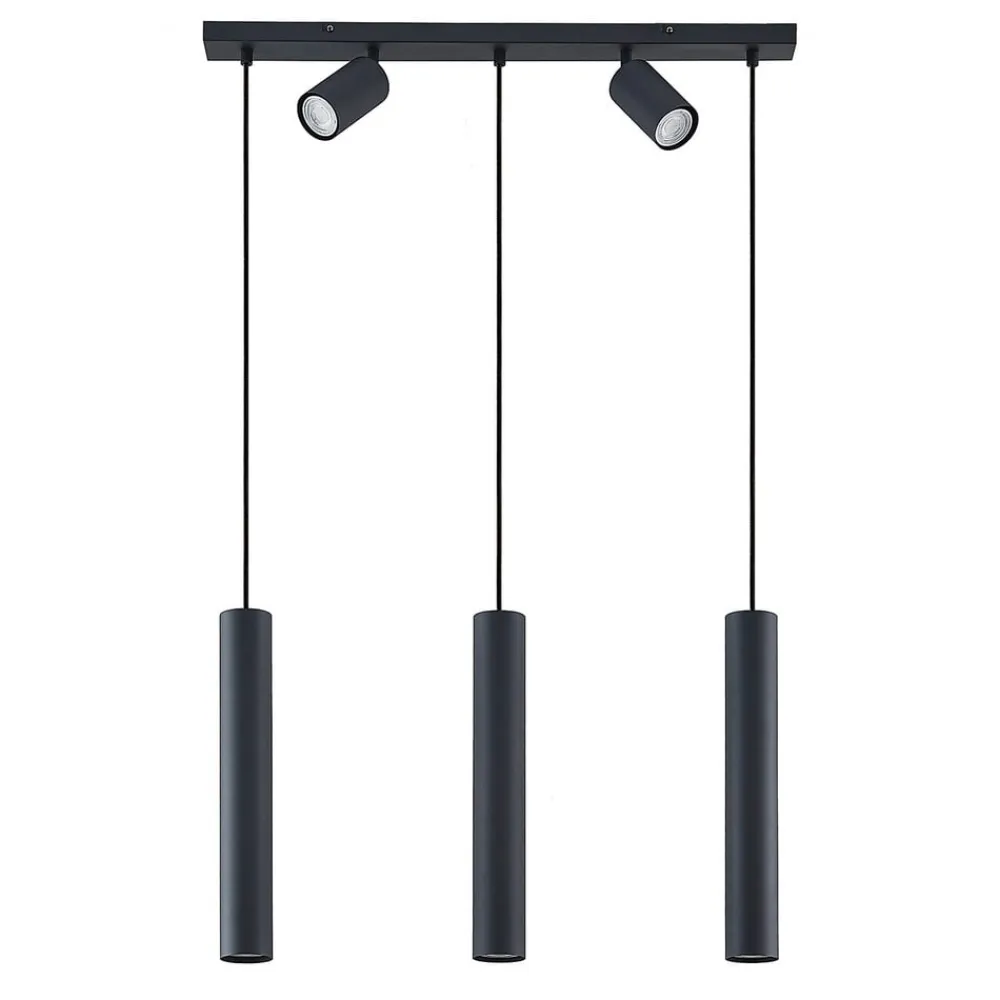 hængelampe Sanad, 70 cm, 5 lyskilder, sort, GU10^Lindby Hot