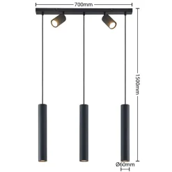 hængelampe Sanad, 70 cm, 5 lyskilder, sort, GU10^Lindby Hot