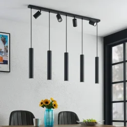 hængelampe Sanad, 116 cm, 9 lyskilder, sort, GU10^Lindby Online