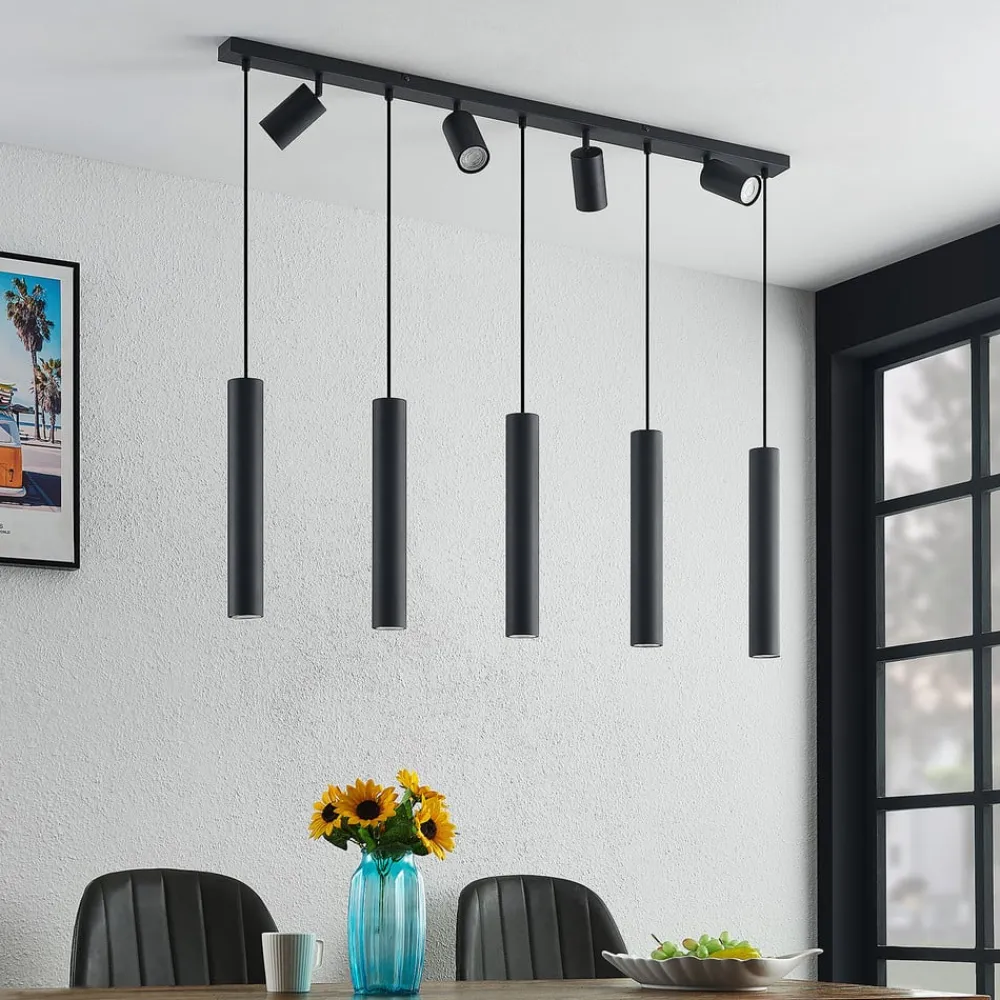 hængelampe Sanad, 116 cm, 9 lyskilder, sort, GU10^Lindby Online