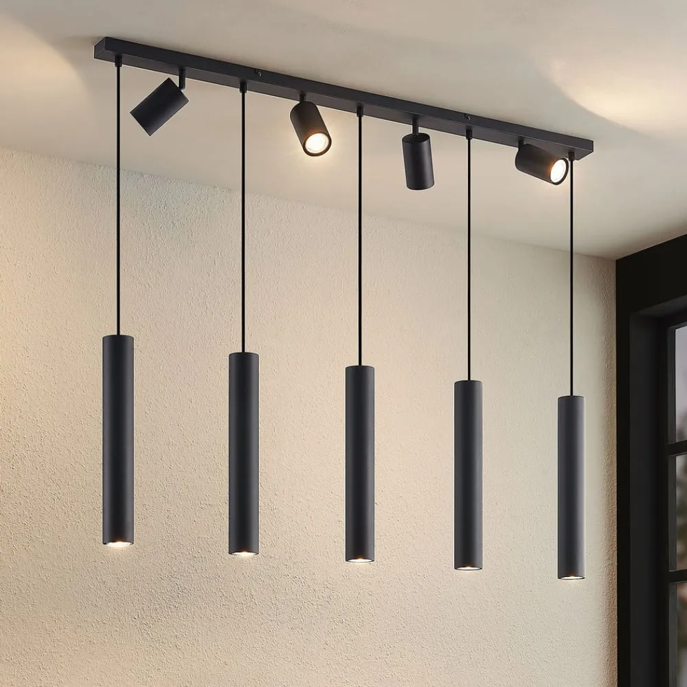 hængelampe Sanad, 116 cm, 9 lyskilder, sort, GU10^Lindby Online