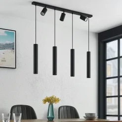 Lindby Pendellamper|Pendellamper>hængelampe Sanad, 100 cm, 7 lyskilder, sort, GU10