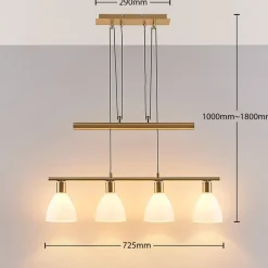 Lindby hængelampe Simeon, messingfarvet, glas, 73 cm, E14