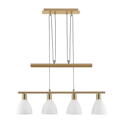 Lindby hængelampe Simeon, messingfarvet, glas, 73 cm, E14