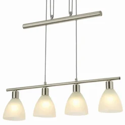 hængelampe Simeon, nikkelfarvet, glas, 73 cm, E14^Lindby Hot