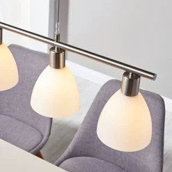 hængelampe Simeon, nikkelfarvet, glas, 73 cm, E14^Lindby Hot