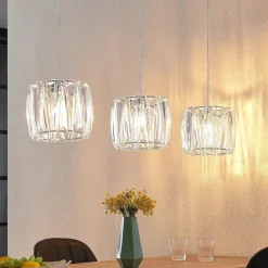 Lindby hængelampe Sofia, 107 cm, 3 lyskilder, E14, krom/klar