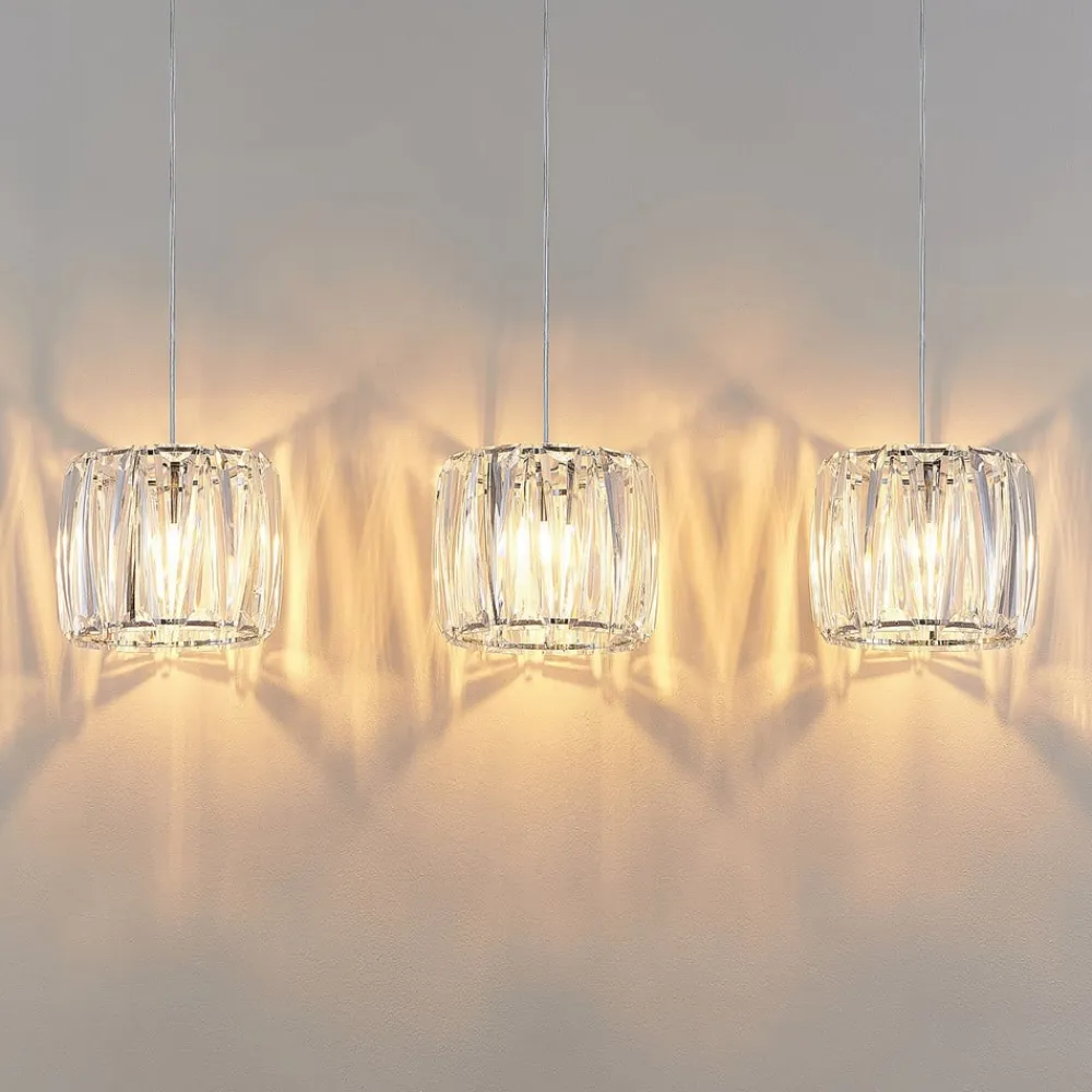 Lindby hængelampe Sofia, 107 cm, 3 lyskilder, E14, krom/klar