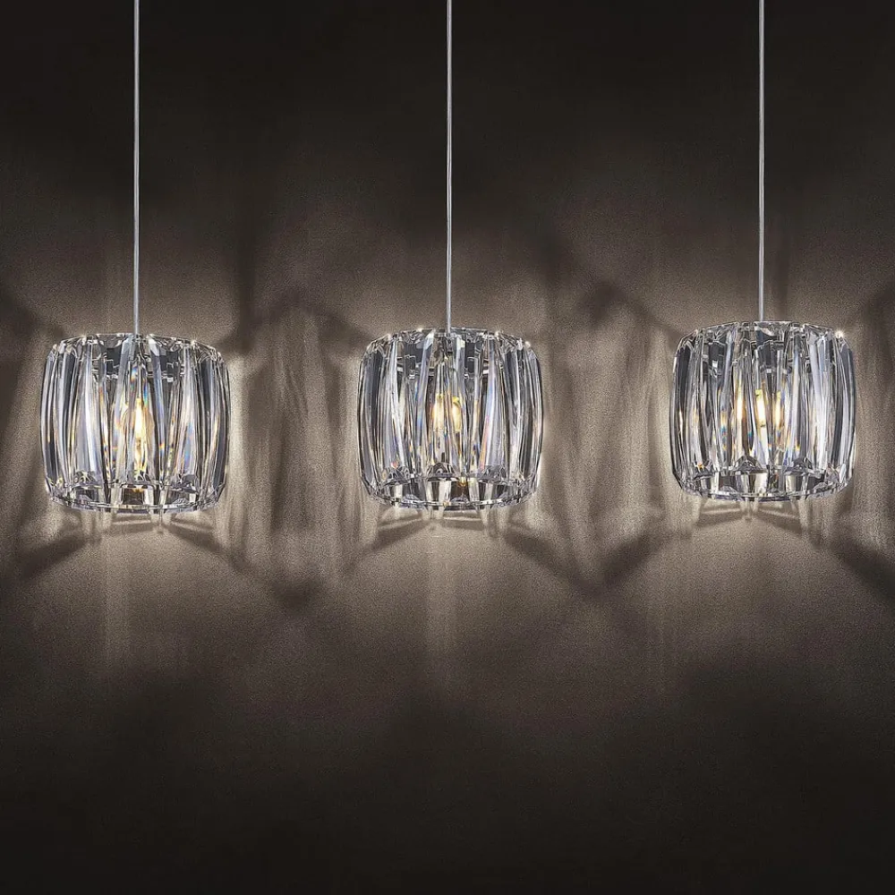 Lindby hængelampe Sofia, 107 cm, 3 lyskilder, E14, krom/klar