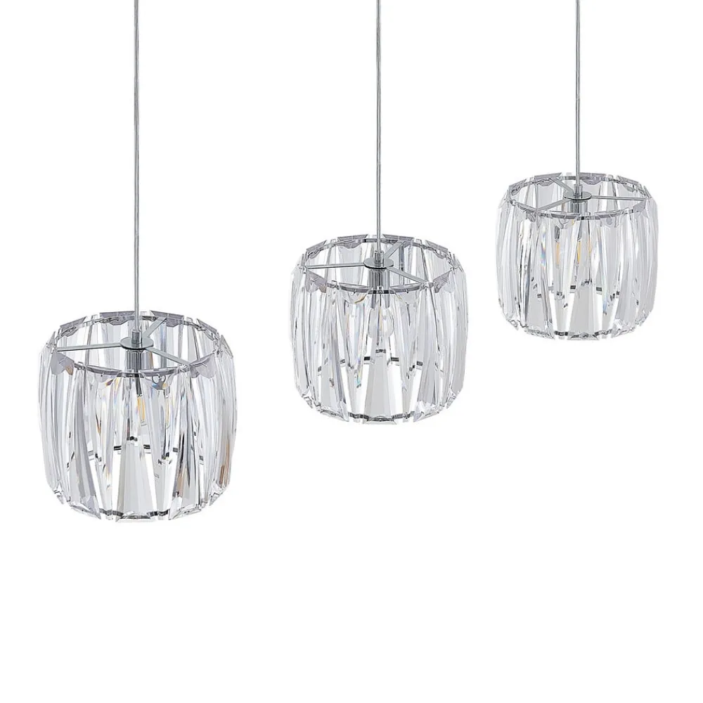 Lindby hængelampe Sofia, 107 cm, 3 lyskilder, E14, krom/klar