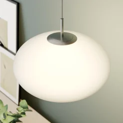 Lindby hængelampe Sonika, Ø 40 cm, nikkelfarvet, glas, E27