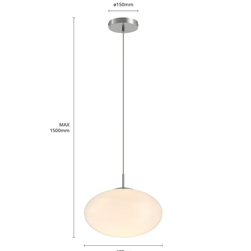 Lindby hængelampe Sonika, Ø 40 cm, nikkelfarvet, glas, E27