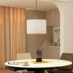 Lindby hængelampe Soula, Ø 40 cm, beige, plast, E27