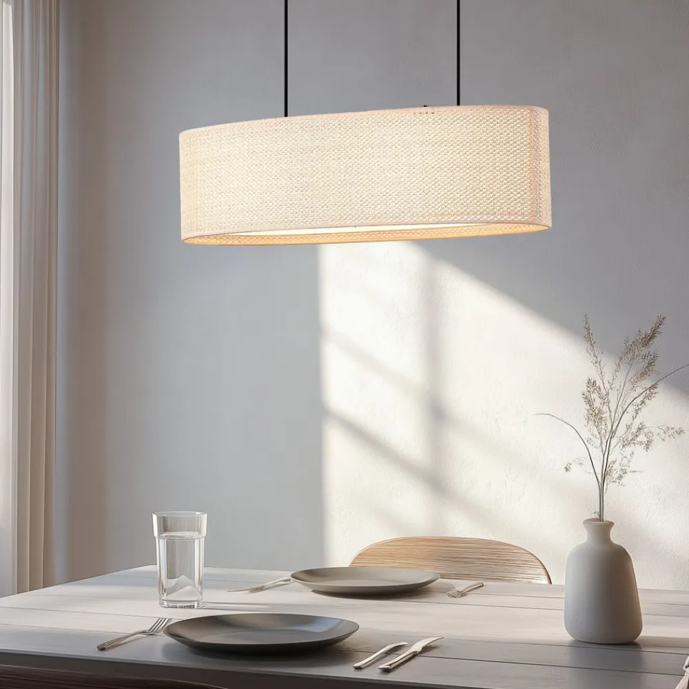 hængelampe Soula, 78 cm, beige, plast, E27^Lindby Best