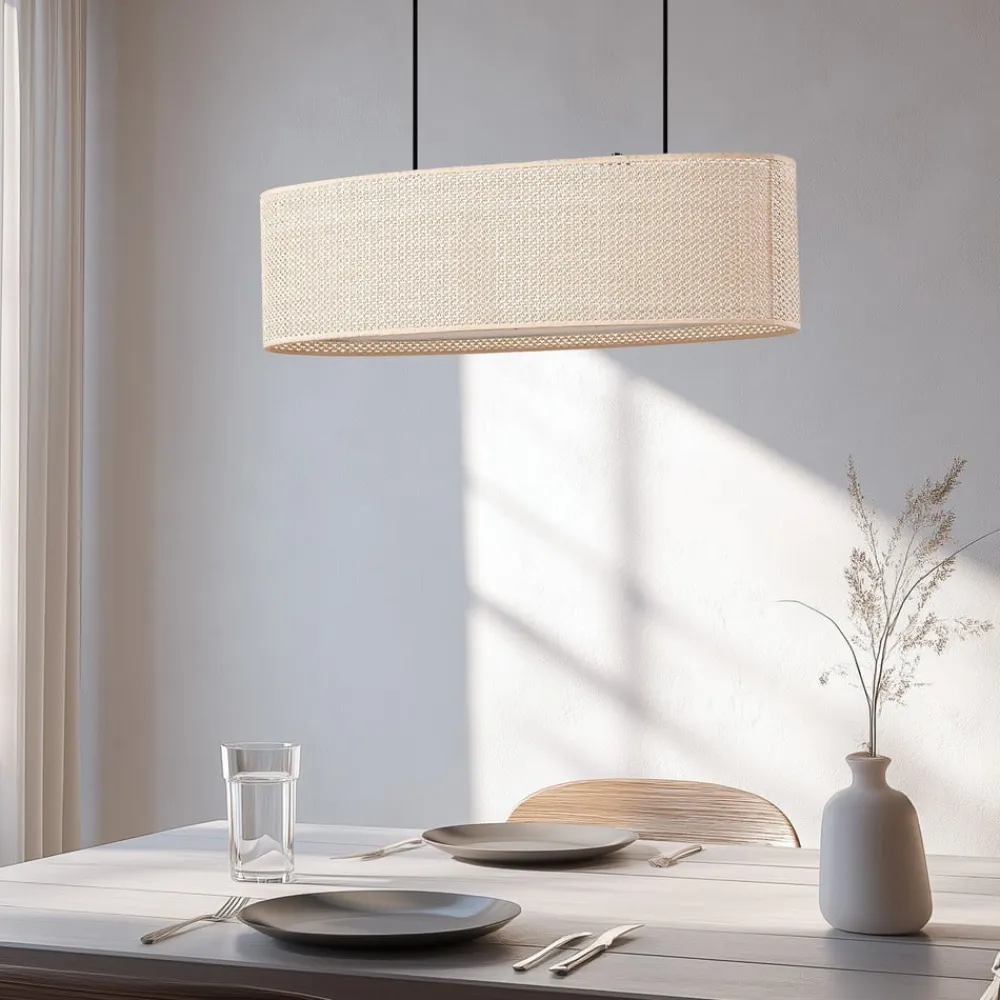 hængelampe Soula, 78 cm, beige, plast, E27^Lindby Best