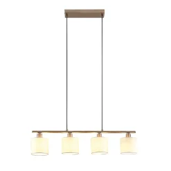 Lindby hængelampe Stannis, 75 cm, hvid, 4 lyskilder, tekstil