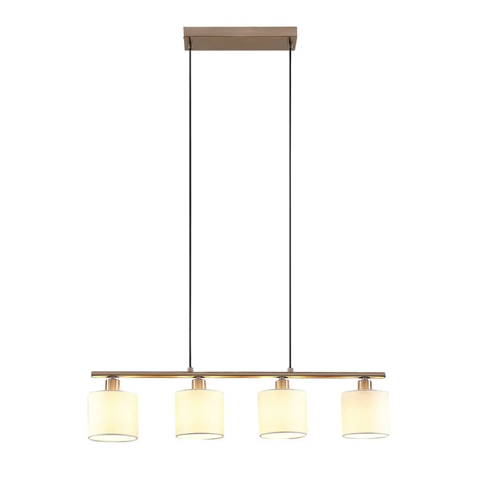 Lindby hængelampe Stannis, 75 cm, hvid, 4 lyskilder, tekstil
