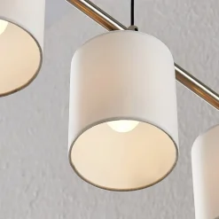 Lindby hængelampe Stannis, 75 cm, hvid, 4 lyskilder, tekstil