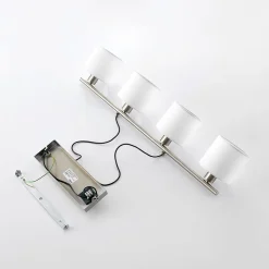 Lindby hængelampe Stannis, 75 cm, hvid, 4 lyskilder, tekstil