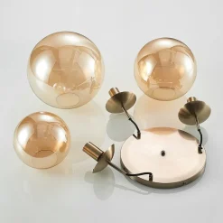 hængelampe Teeja, amber, 3 lyskilder, Ø52cm, glas, E27^Lindby Online