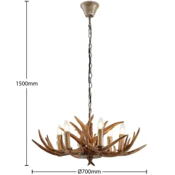 hængelampe Tejask, Ø 70 cm, 6 lyskilder, gevir, E14^Lindby Hot