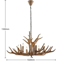 hængelampe Tejask, Ø 102 cm, 6 lyskilder, gevir, E14^Lindby Sale