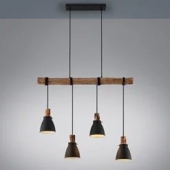 Lindby hængelampe Trebale, E14, Ø 15 cm, 4 lyskilder, træ