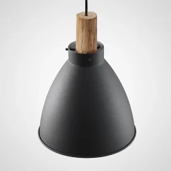 Lindby hængelampe Trebale, E27, Ø 28 cm, sort, træ