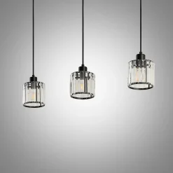 Lindby hængelampe Vella, transparent, glas, 83 cm, 3 lyskilder.