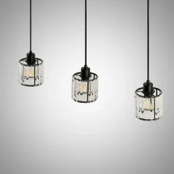 Lindby hængelampe Vella, transparent, glas, 83 cm, 3 lyskilder.