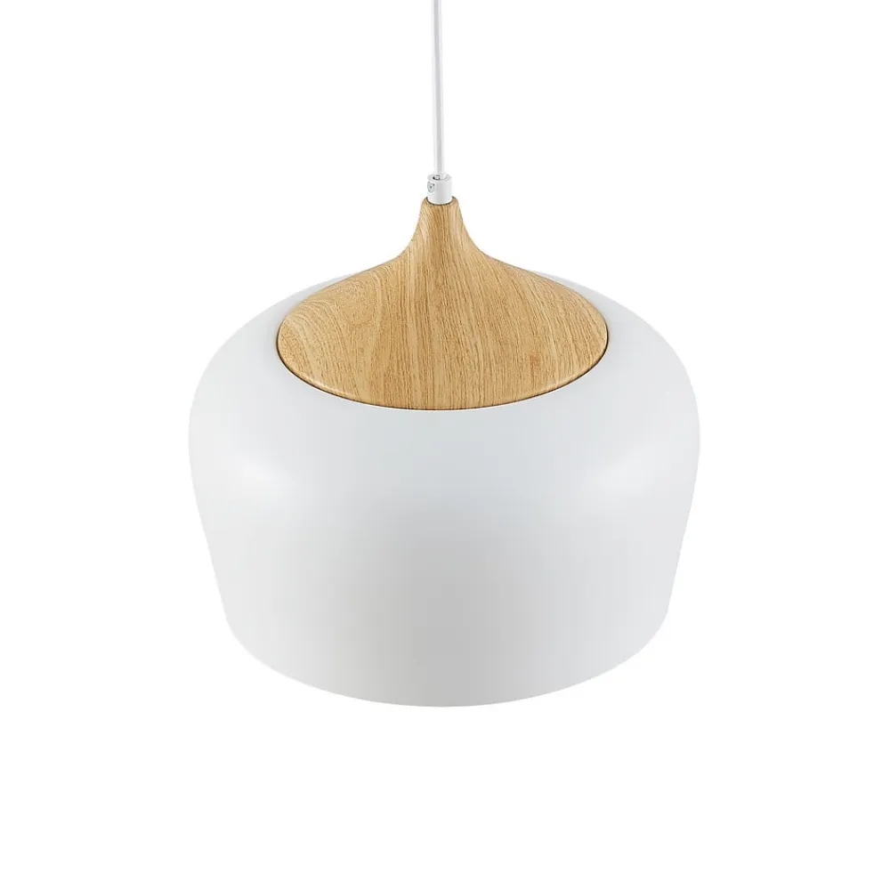 Lindby Pendellamper|Pendellamper>hængelampe Vilsera, hvid, metal/træ, 26 cm, E27