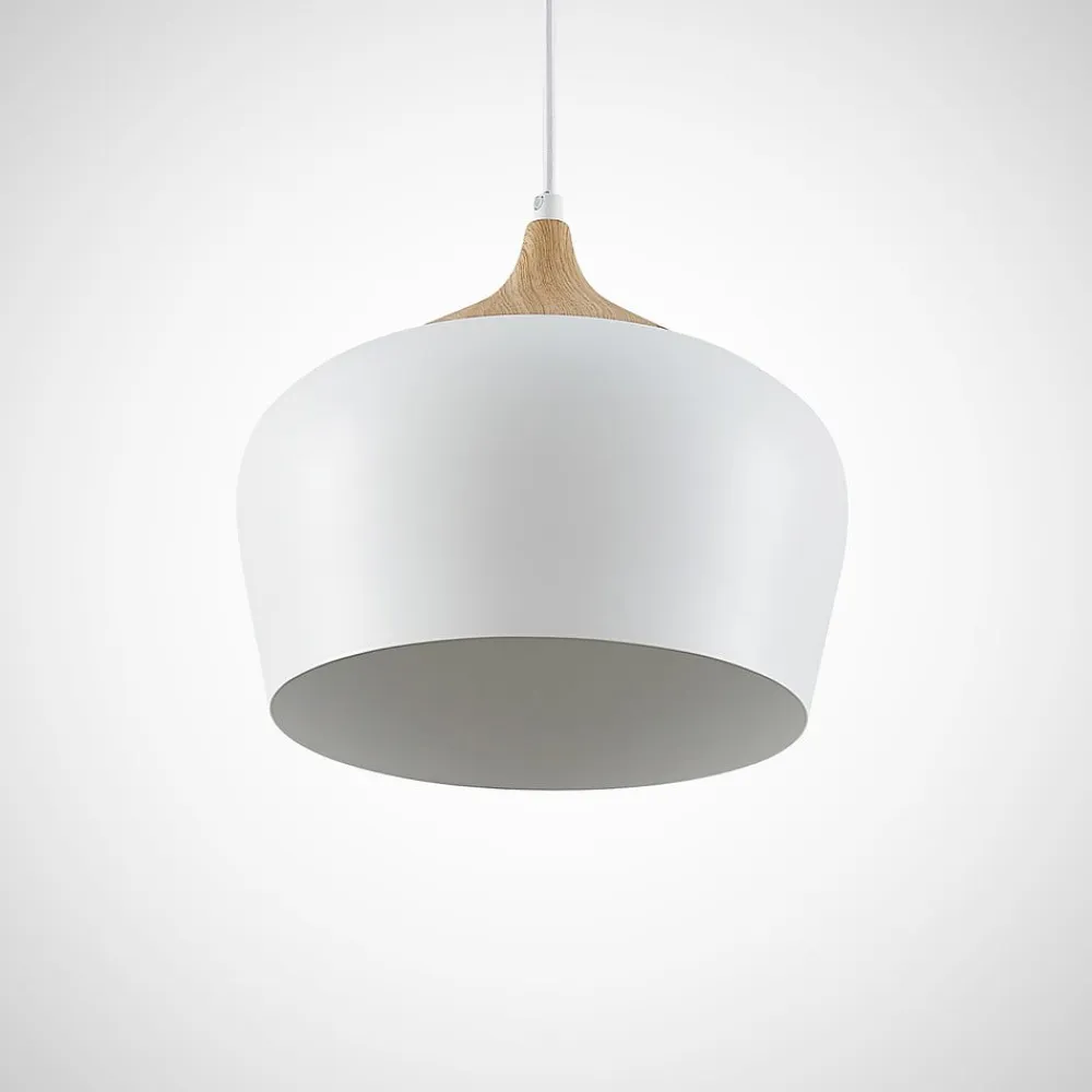 Lindby Pendellamper|Pendellamper>hængelampe Vilsera, hvid, metal/træ, 26 cm, E27