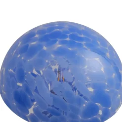 Lindby Hubi bordlampe, blå, glas, Ø 22 cm, svampeform