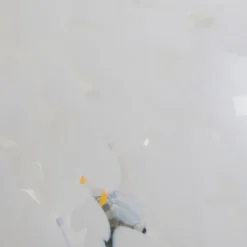 Lindby Hubi bordlampe, hvid, glas, Ø 22 cm, svampeform