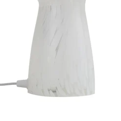 Lindby Hubi bordlampe, hvid, glas, Ø 22 cm, svampeform