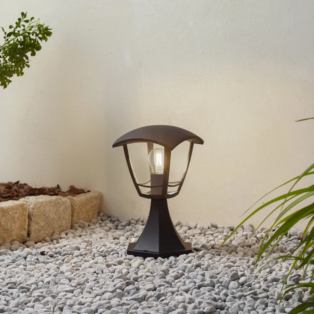 Lindby Isidoro sokkellampe, sort, højde 28 cm, plast