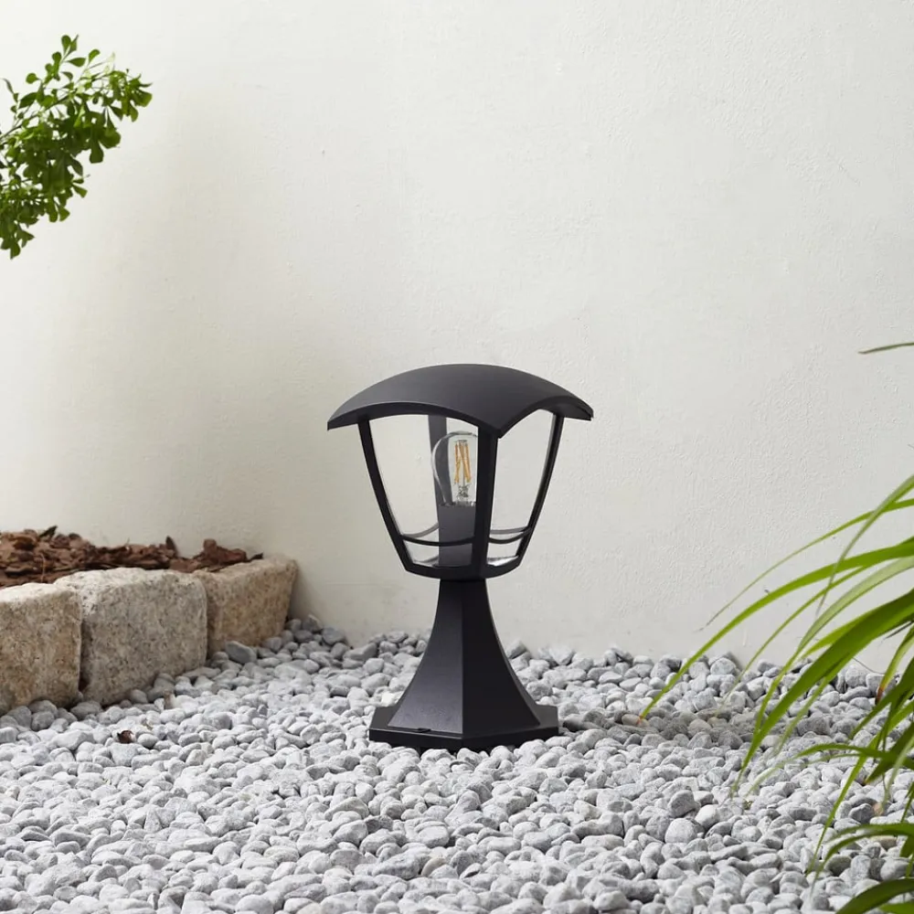 Lindby Isidoro sokkellampe, sort, højde 28 cm, plast